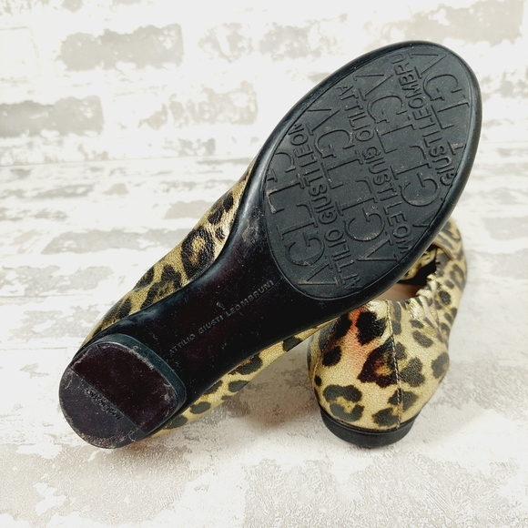 AGL Leopard Print Leather Round Toe Softness Comfort Loafers i1026 - Picture 7 of 10